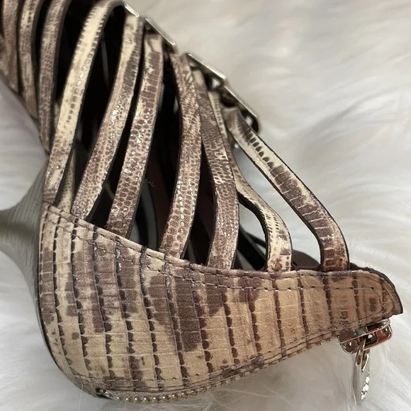 Tory Burch gladiator snake print caged heeled sandals EUC size 9 - Picture 11 of 11